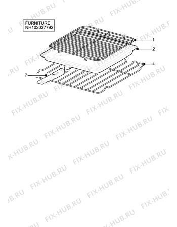 Взрыв-схема плиты (духовки) Electrolux EK5361X - Схема узла H10 Furniture